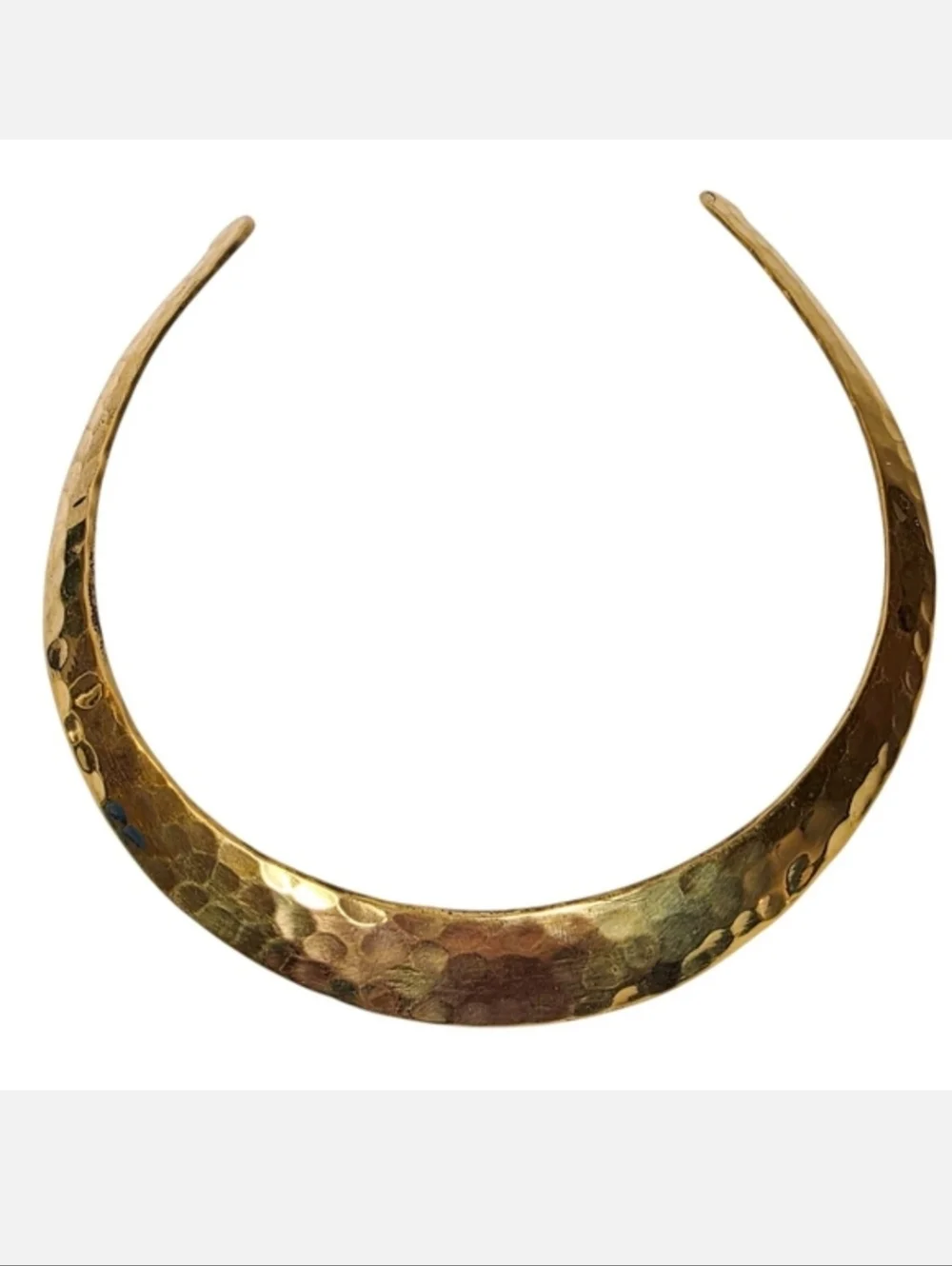 Vintage 80s Hammered Horseshoe Shaped Choker Necklace Authentic Retro Jewelry
